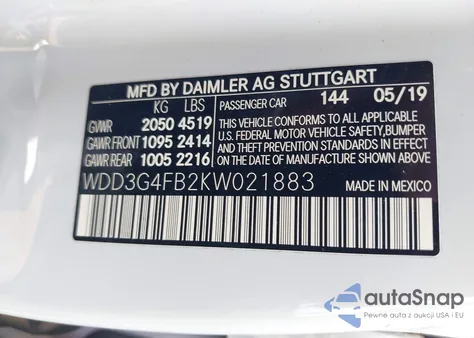 2019 Mercedes-Benz A 220 4Matic из США, поврежденный, VIN WDD3G4FB2KW021883